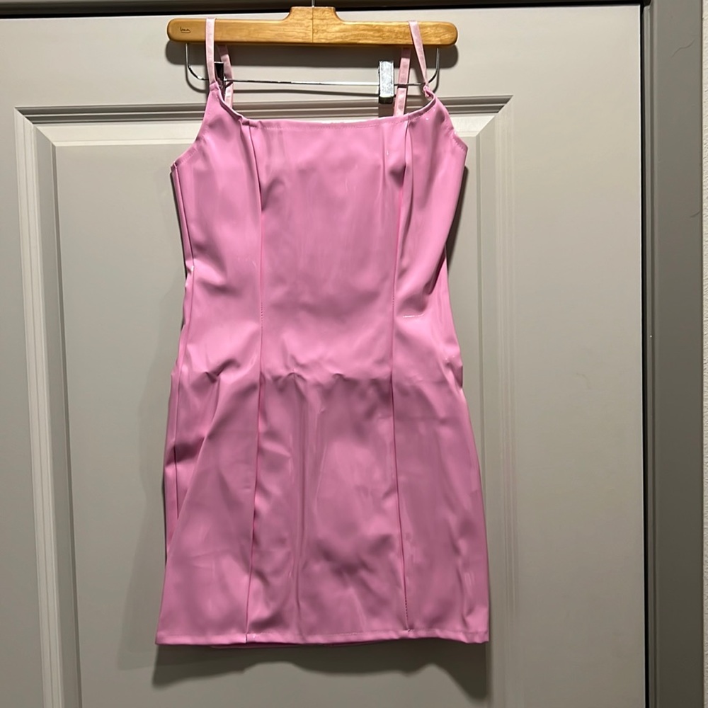 PrettyLittleThing Baby Pink PU Bodycon Dress